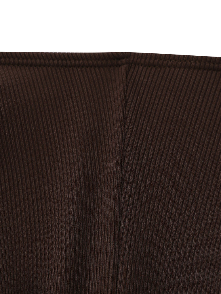 Kaffeefarbenes Tankini-Set im Stil der 1950er Jahre mit Halter-Kordelzug von Gerafft