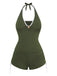 [Vorverkauf] Grünes 50er Tankini-Set mit Neckholder und Raffung