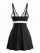 Schwarzes & Weißes 50er Tankini-Set mit Schleife und Farbblock