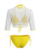 Gelbes 60er Bikini-Set & Cover-Up mit Neckholder und Triangle