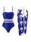 70er Boho Badeanzug & Cover-Up mit Blumen-Print