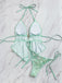 Türkis 1960er Blumen Pailletten Halter Bindeband Tankini Set