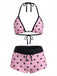 1950er Schnür Halter Perlenbesetzt Polka Dot Bikini Set