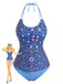 1940er Halter Retro Blumen Prints Tankini-Set