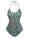 1940er Halter Retro Blumen Prints Tankini-Set
