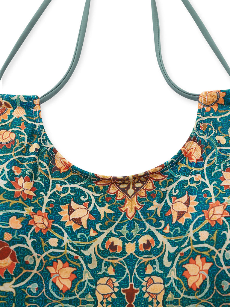 1940er Halter Retro Blumen Prints Tankini-Set