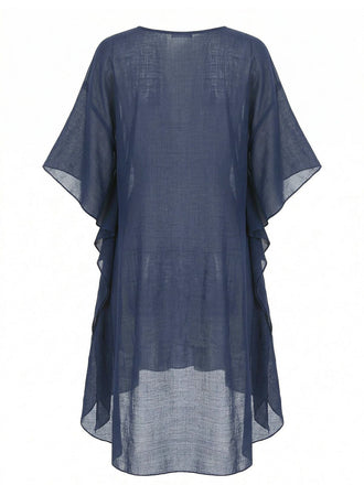 70er Cover-Up im Boho-Stil mit Häkelarbeit und Quadrat-Muster