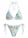 Blaues 50er Bikini-Set mit Rüschen und Neckholder