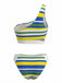Blaues 40er Bikini-Set mit One-Shoulder und Cut-out