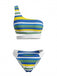 Blaues 40er Bikini-Set mit One-Shoulder und Cut-out