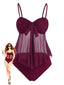 50er Netz-Tankini-Set mit Schleife und Hohe Taille