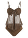 50er Netz-Tankini-Set mit Schleife und Hohe Taille