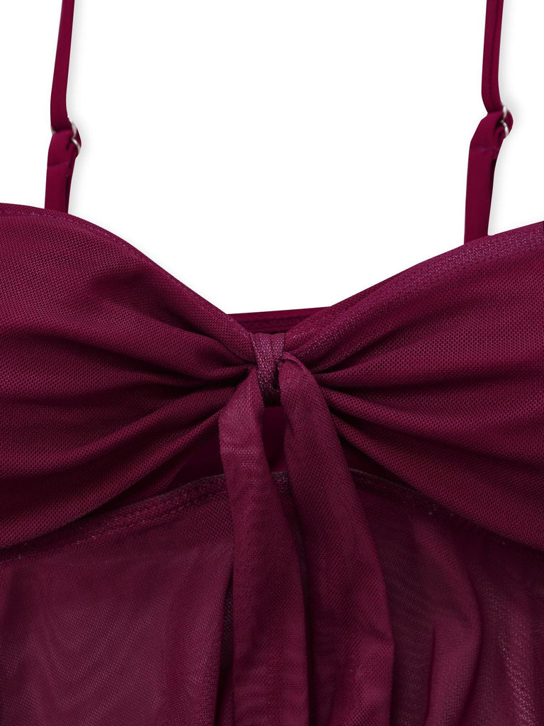 50er Netz-Tankini-Set mit Schleife und Hohe Taille