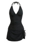 50er Tankini-Set & Cover-Up mit tiefem V-Ausschnitt und Neckholder