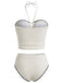 Weißes 50er Tankini-Set mit Neckholder und Struktur
