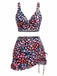 40er Bikini-Set & Cover-Up mit Rüschen und Blumen