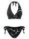 40er Bikini-Set mit Neckholder und Blumen-Print