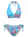 40er Bikini-Set mit Neckholder und Blumen-Print