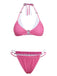 Rosa 50er Bikini-Set mit Neckholder und Gingham