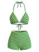 Grünes 50er Bikini-Set mit Neckholder und Streifen