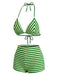 Grünes 50er Bikini-Set mit Neckholder und Streifen