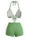 Grünes 50er Bikini-Set mit Neckholder und Streifen