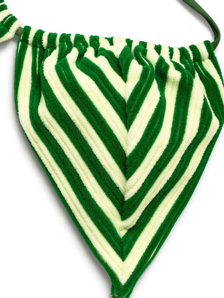 Grünes 50er Bikini-Set mit Neckholder und Streifen