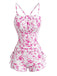 Blauer 50er Tankini & Shorts mit Plissee und hoher Taille