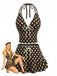 Braunes 50er Tankini-Set mit Polka-Dots und Neckholder