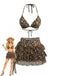 Leoparden-Printes 80er Bikini-Set & Cover-Up mit Plissee und Licht
