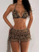 Leoparden-Printes 80er Bikini-Set & Cover-Up mit Plissee und Licht