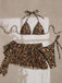 Leoparden-Printes 80er Bikini-Set & Cover-Up mit Plissee und Licht