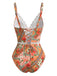 Orange 40er Badeanzug mit Blumen und Patchwork