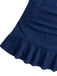 Blauer 40er Badeanzug mit gerafft und Streifen