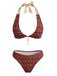 Braunes 40er Wendbares Bikini-Set mit Blumen und Neckholder