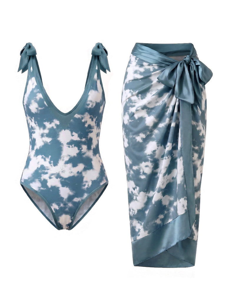 70er Badeanzug & Cover-Up mit Batik