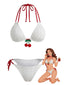 Weißes 50er Bikini-Set mit Neckholder und Kirschen