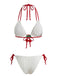 Weißes 50er Bikini-Set mit Neckholder und Kirschen