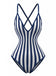Marineblauer 80er Badeanzug mit Streifen