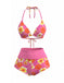 80er Bikini-Set mit Neckholder und Blumen