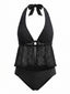 60er Tankini-Set mit Häkel-Mesh und Neckholder