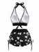 80er Punk Bikini-Set mit Totenkopf und Neckholder in Rot