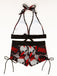 80er Punk Bikini-Set mit Totenkopf und Neckholder in Rot