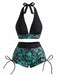 80er Punk Bikini-Set mit Totenkopf und Neckholder in Rot