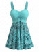 Türkises 80er Badekleid mit Paisley und Raffung