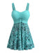 Türkises 80er Badekleid mit Paisley und Raffung