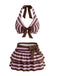 50er Neckholder-Bikini-Set & Rüschen-Cover-Up mit Streifen