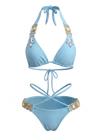 80er Bikini-Set & Shorts mit Neckholder und Hohe Taille