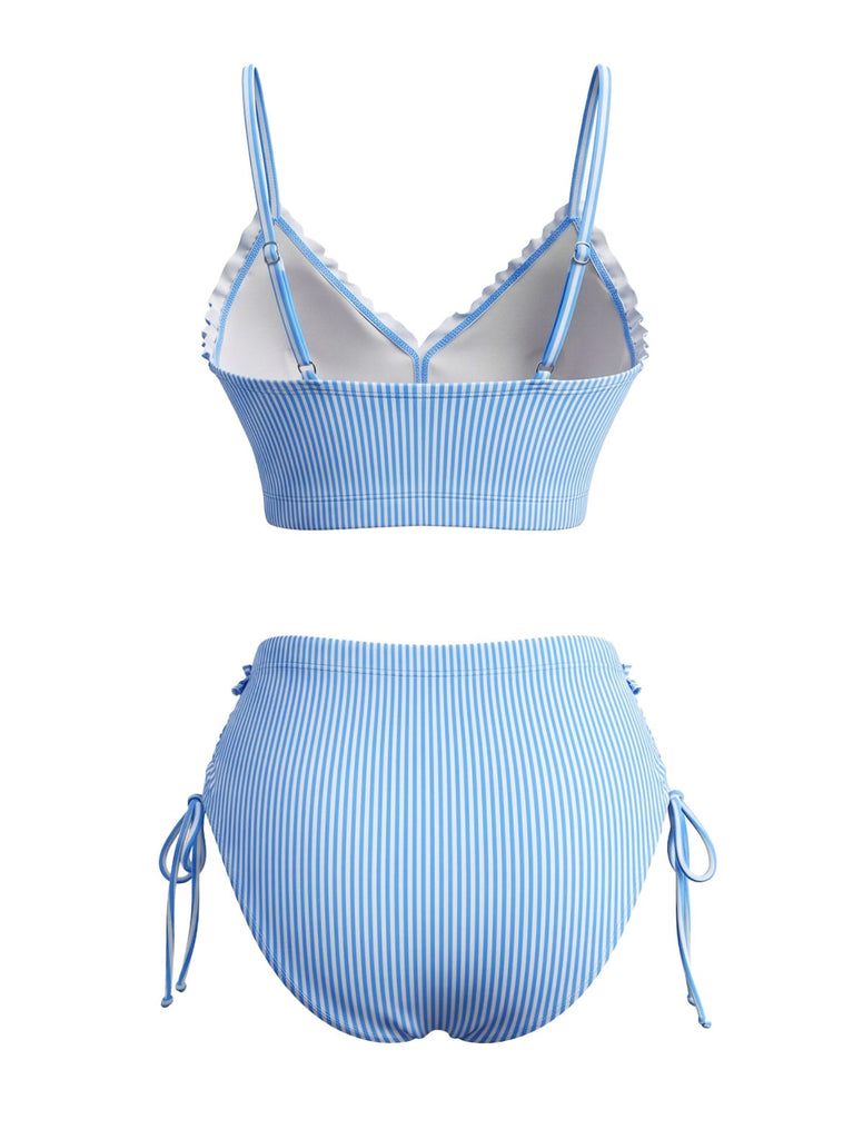 80er Bikini-Set mit Neckholder und Rüschen