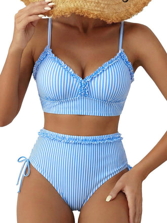 80er Bikini-Set mit Neckholder und Rüschen